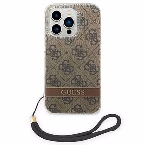 Guess GUOHCP14LH4STW iPhone 14 Pro 6.1 "ruskea / ruskea kovakotelo 4G Tulosta hihna