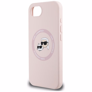 Karl Lagerfeld HC MagSafe Silikoninen Double Heads Suojakuori iPhone 16e:lle - Vaaleanpunainen