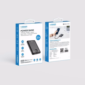 VEGER varavirtalähde 10000 mAh PD QC3.0 2A 22,5W S11 (W1140) musta