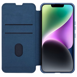 Nillkin Qin Cloth Pro Case Case for iPhone 14 Plus Camera Cover Holster Cover Flip Case Blue