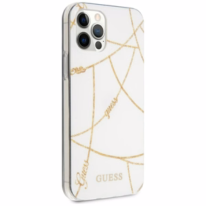 Guess Gold Chain Collection iPhone 12 Pro Max 6.7" Suojakuori - valkoinen