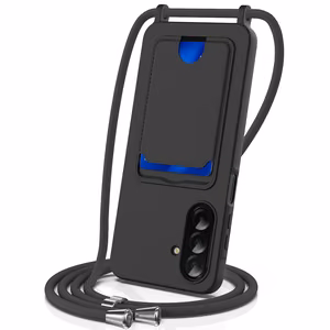 Samsung Galaxy A37 5G TPU Case with Card Holder and Crossbody Lanyard - Black