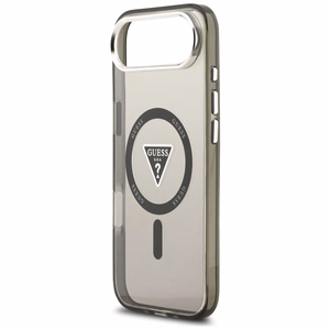 Guess Suojakuori Magsafe IML Gradient Triangle Logo -painatuksella ja hopeisilla metallisilla kameranäppäimillä iPhone 17 Air:lle musta