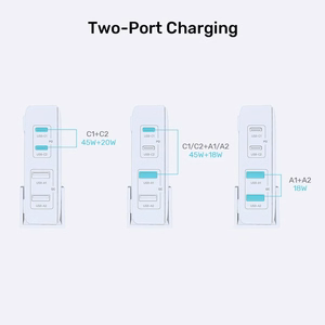 Unitek GaN Laturi 70W 2x USB-C 2x USB-A Musta