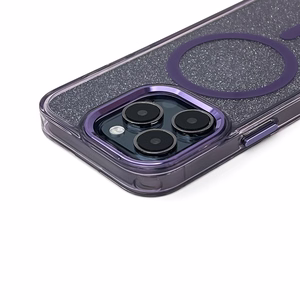 Glitter Suojakuori MagSafe iPhone 16:lle - violetti glitterillä