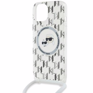 Karl Lagerfeld IML Crossbody Monogram Karl & Choupette Head MagSafe suojakuori iPhone 15 / 14 / 13:lle - läpinäkyvä