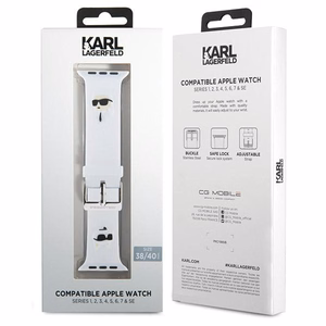 Karl Lagerfeld 3D kumi Karl & Choupette Heads ranneke Apple Watch 38/40/41mm - valkoinen