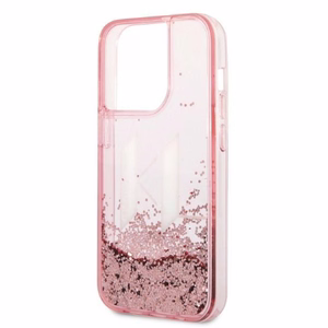 Karl Lagerfeld KLHCP14XLBKLCP iPhone 14 Pro Max 6.7 vaaleanpunainen / vaaleanpunainen kovakuori Liquid Glitter Big KL