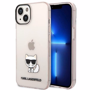 Karl Lagerfeld Läpinäkyvä Choupette Body Suojakuori iPhone 14 Plus / 15 Plus 6.7":lle - Vaaleanpunainen