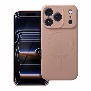 Silikoninen Mag Cover iPhone 17 PRO:lle MagSafe-yhteensopiva vaaleanpunainen