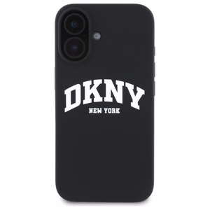 DKNY Silicone White Printed Logo MagSafe Suojakuori iPhone 16:lle - musta