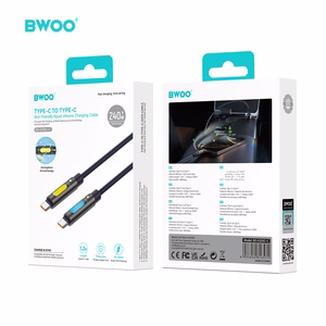 BWOO 240W Type C - Type C datakaapeli tuoksuva RGB-valaisulla musta X325C-C