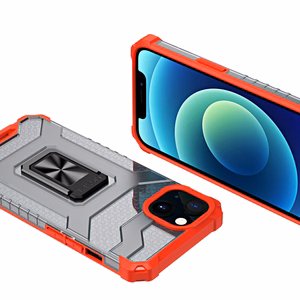 Crystal Ring Case Kickstand Kova Rugged Cover iPhone 13 mini punainen