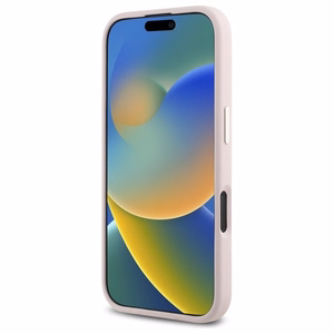 Guess Silicone Logo Strass 4G Silikoninen Suojakuori iPhone 16:lle - vaalea vaaleanpunainen