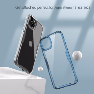 Nillkin Nature Pro TPU Suojakuori iPhone 15 Plus:lle läpinäkyvä sininen