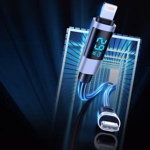 Orico LDC2L USB-C–Lightning PD, 29 W, 480 Mbps-kaapeli LED-näytöllä, 2 m – musta