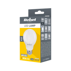 Rebel G45 E27 LED-lamppu, 8 W, 4000 K, 230 V