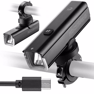 Rockbros 24610002001 polkupyörän etuvalo 1000 lm + USB-C - USB-A kaapeli - musta