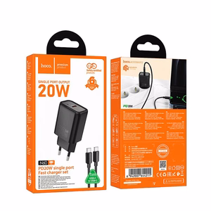 Puhelinlaturi Hoco USB C QC PD 20W + kaapeli USB C - Lightning N60 musta