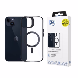 3mk Satin Armor MagCase MagSafe-tuella iPhone 14 Plus:lle - Läpinäkyvä mustalla kehyksellä