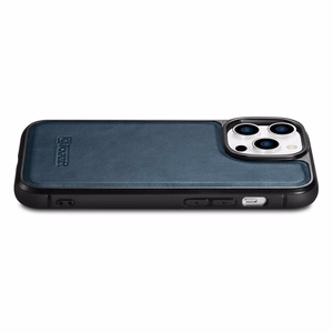 iCarer Nahka öljy vaha tapauksessa iPhone 14 Pro Max nahkakotelo sininen (WMI14220720-BU)