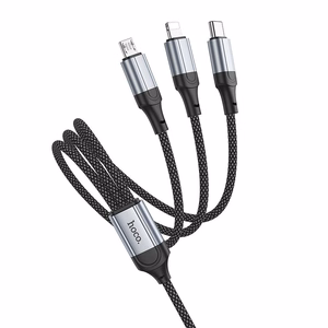 Hoco 3-in-1 Kaapeli USB-A - Lightning / Micro USB / USB-C 1m X102 Musta