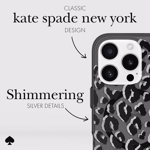 MagSafe-yhteensopiva Kate Spade New York Black City Leopard -suojakuori Apple iPhone 16 Prolle