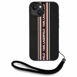 Karl Lagerfeld Saffiano Athleisure Stripes Cord Suojakuori iPhone 15:lle - punainen