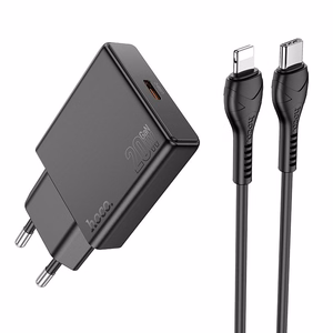 Puhelinlaturi Hoco Slim USB C QC PD 20W + kaapeli USB C - Lightning N37 musta