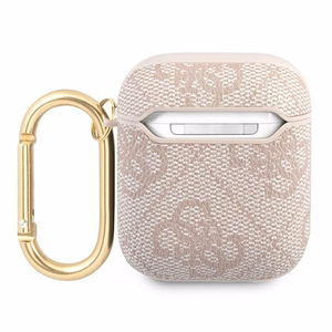 Guess 4G Script Metal Collection Suojakuori AirPods 1 / 2:lle - vaaleanpunainen