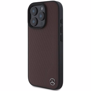 Mercedes MB Wood Imitation Nahkainen MagSafe Suojakuori iPhone 16 Pro:lle - Punainen