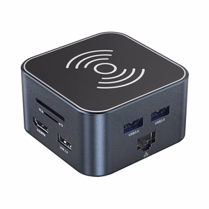 Wozinsky WHBC09Y8S USB-C Keskitin 12-in-1 Monikäyttöinen Langaton Lataus Alumiini 15cm Kaapeli - harmaa
