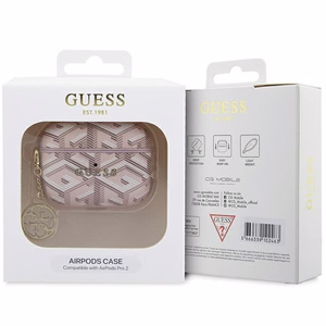 Guess Suojakuori AirPods Pro 2:lle GUAP2PGCE4CP vaaleanpunainen Gcube Classic Gold Logo W/Charm
