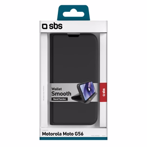 SBS Lompakko Smooth Suojakuori Motorola Moto G56:lle kääntökotelolla - Musta