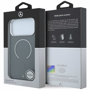 Mercedes Double Layer Iconic Logo -suojakuori laitteelle iPhone 18 Pro Max / 17 Pro Max, MagSafe-yhteensopiva – tummanharmaa