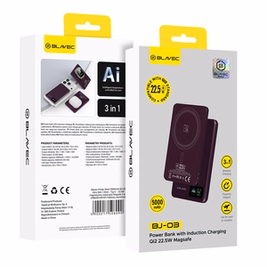 Blavec BJ-03 5000 mAh erittäin ohut magneettinen MagSafe-varavirtalähde, 7,8 mm, USB-C, 22,5 W, 3-in-1 (PBBJ03-MC5O) (väri: violetti; alumiinirunko)