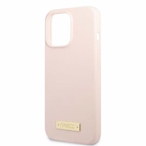 Guess GUHMP13XSPLP iPhone 13 Pro Max 6.7 vaaleanpunainen/vaaleanpunainen kova suojakuori Silicone Logo Plate MagSafe