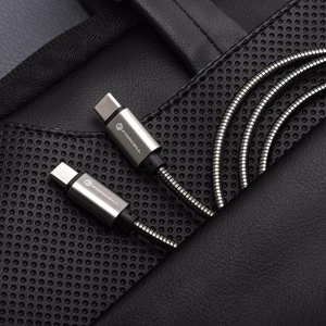 Kaapeli USB C - USB C Forcell F-Energy QC4.0 PD 3A 60W Metal 1 m C237 hopeinen
