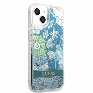 Guess GUHCP13SLFLSN iPhone 13 mini 5.4" vihreä/vihreä kovakotelo Kukka Nestemäinen Glitteri