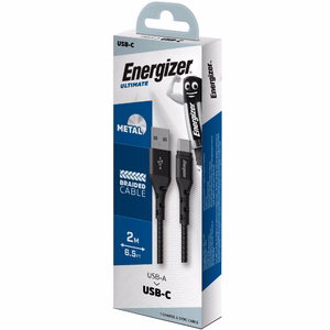 Energizer Ultimate C520CKBK USB-A–USB-C-lataus- ja datakaapeli, 2 m, musta