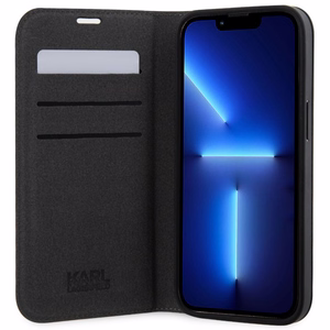 Karl Lagerfeld KLBKP14XSAKLHPG iPhone 14 Pro Max 6.7 kirjakuori hopeinen/hopeinen Saffiano Monogram