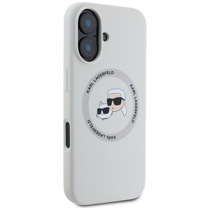 Karl Lagerfeld suojakuori iPhone 16:lle MagSafe-tuella KLHMP16SSKCHTCE (Silicone KC Heads) - beige