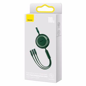 Baseus Cable Bright Mirror 2 3 in 1 - Type C to Micro USB, Lightning, Type C - 100W 1,1 metres (CAMJ010206) green