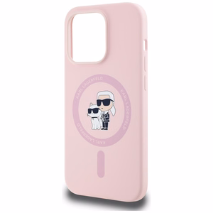 Karl Lagerfeld Silikoninen Karl&Choupette MagSafe Suojakuori iPhone 14 Pro Max:lle - Vaaleanpunainen