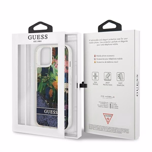 Guess GUHCP13SLFLSB iPhone 13 mini 5.4" sininen/sininen kovakotelo Kukka Nestemäinen glitteri