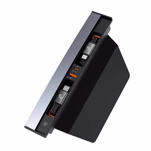 Keskitin Baseus T-Space USB-C - lightning -kaapeleilla Tesla-autoihin (musta)