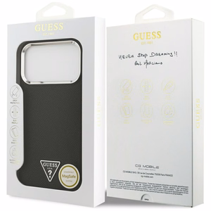Guess Grained Triangle Logo MagSafe -suojakuori iPhone 17 Pro Max - musta