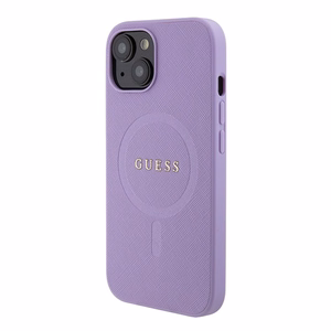 Guess Saffiano MagSafe suojakuori iPhone 15 Plus:lle - violetti