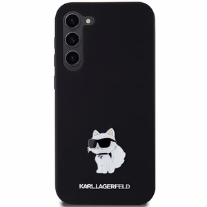 Karl Lagerfeld Silikoninen Choupette Metal Pin Suojakuori Samsung Galaxy S24+:lle - musta