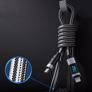 Orico LDC2L USB-C–Lightning PD, 29 W, 480 Mbps-kaapeli LED-näytöllä, 2 m – musta
